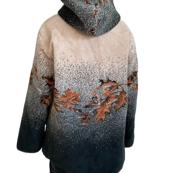 Vintage 90s White Stag Fall Leaf Landscape Hooded Fleece Jacket Coat Sz 1X - Picture 8 of 9